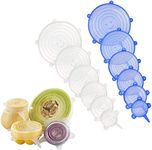 Silicone Stretch Lids - 12 Pack Reusable Durable and Expandable Lids, Silicone Covers for Fresh Food & Leftovers - Keep Food Fresh, Eco-Friendly Stretch for Container, Bowl and Cup in Dishwasher