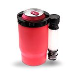 Portable Can or Bottle Cooler & Cup with Bottle Opener Keychain, 2 Pcs Detachable Expandable Hose to Funnel Your Drink, Cup Lanyard, Built for Party Bar Beer Funnel（Red)