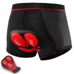 NuCamper Men's Cycling Underwear Biking Shorts 5D Gel Padded MTB Liner Breathable Quick-Dry Mountain Bike Riding Undershorts Red