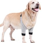 HDKUW Dog Elbow Protector for Calluses,Dog Recovery Suit for Front Legs,Cone Collar Alternative to Stop Licking Elbow Wounds,Elbow Cover Sleeve for Small Medium Large Dog Grey XL