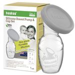 haakaa Manual Breast Pump Breastfeeding Pump with Food Grade Silicone Cap (Grey) 4oz/100ml
