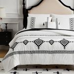 MAIREVE White Boho Comforter Set Queen 8 Piece with Embroidery, Western Farmhouse Queen Bedding Sets with Comforters, Sheets, Bed in A Bag Queen 7 Pieces with Deco Pillow (White,Queen 90"X90")