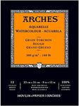 ARCHES 23 x 31 cm 300 GSM Rough Grain Short Side Glued Pad Watercolour Paper - Natural White (Pack of 12 Sheets)