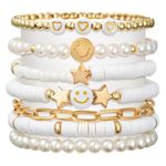 Shining Diva Fashion Latest Stylish Multilayer Boho Bohemian Bangle Bracelet for Women and Girls (15877b)(White)