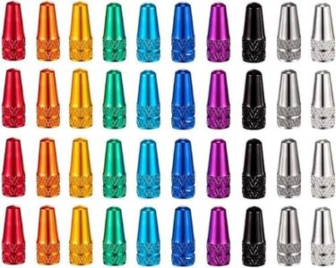 HUNKEN 40Pcs Bike Valve Caps, Multicolor Bicycle Tyre Valve Caps, Anodized Aluminium Alloy Presta Valve Cap, French Style Tyre Caps Dust Covers Bike Tire Valve Stem Caps for MTB Road Bicycle