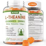 L-Theanine 200mg Gummies Sugar Free - GABA, 5-HTP, Ashwagandha, Vitamin D3, B6, Chamomile & Lemon Balm Leaf for Peaceful Rest, Feel Refreshed, Relaxation Support, Promote Health Nerve & Brain, 2Packs