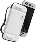 tomtoc Slim Carrying Case for Nintendo Switch / OLED Model, Protective Switch Sleeve with 10 Game Cartridges, Hard Portable Travel Carry Case, with Original Patent and Military Grade Protection, White