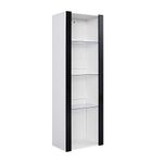 Panana Modern Tall Display Cabinet Cupboard High Gloss Fronts Storage Cupboard with RGB LED Lights Living Room Black and White