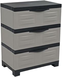 Sunnydaze 3-Tier Storage Cabinet with Drawers - Versatile Plastic Storage Drawers Organizer - Tool-Free Assembly - Gray - 29.5" H
