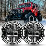 AUDEXEN Upgraded 1200% Bright 7 Inch LED Headlights Round JK 7" Headlight Compatible with Jeep Wrangler JK JKU LJ TJ 1997-2018 Halo Ring Hi/Lo Sealed Beam H6024 Plug & Play DOT Approved Black