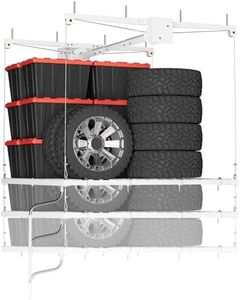 Overhead Garage Lifting Storage Rack, Maximize Your Garage Storage with Our 4x4 Ft Heavy-Duty Ceiling Storage Rack System, Supports 350 lbs, Adjustable & Easy to Install for Optimal Organization