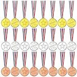 FEPITO 36 Pcs Winner Medals Kids Plastic Gold Medals Silver Medals and Bronze Medals for Kids Party Favor Decorations and Sports Awards