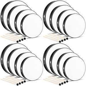 Konohan 16 Pcs Kids Hand Drums Wooden Frame Drum with Drum Stick, 12 Inch 10 Inch 8 Inch 6 Inch Educational Musical Instruments for Adults Drums Beginners for Home School Party Supplies (Black)