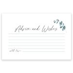 Watercolor Advice and Wishes Cards, 50 Pack,Double Sided,4x6, Uncoated, Heavyweight Card Stock, Ideal for Weddings,Bridal Showers, Baby Showers, Thanksgiving, Christmas, other Parties and Celebrations