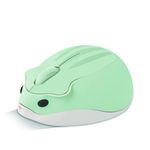 Cute Cartoon Hamster Mouse, Wireless Silent Gaming Mouse, 2.4G GHz with a USB Receiver, Animal Optical Cordless Kawaii Mice for Computer/Laptop/Desktop/PC/iPad Adults Kids(Green)