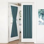 NICETOWN Blackout Door Curtain - Elegance French Door Shade for Privacy Rod Pocket Thermal Insulated Door Curtain Drape for Small Window, 36W by 72L, 1 Panel, Sea Teal