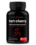 Organic Tart Cherry Capsules 6000mg | 10:1 Tart Cherry Extract 600mg Per Capsule Enhanced with Bilberry Fruit & Celery Seed | Uric Acid Cleanse, Joint Support & Muscle Recovery | 60 Vegan Capsules