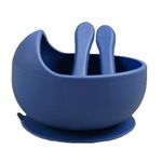 SPY KIDS® Silicone Baby Feeding Bowl Spoon & Fork Set - Non-Slip Suction, Microwave & Dishwasher Safe for Babies and Toddlers - Unbreakable, Easy Clean (Blue)