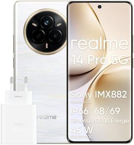 realme 14 Pro 5G Smartphone Android, 8 Go + 256 Go, Design Tendance aux Couleurs Changeantes, Caméra OIS Sony IMX882, IP69, Écran Incurvé 3D 6,77" 120 Hz, Batterie 5260 mAh, Blanc (avec Adaptateur)
