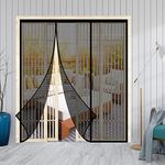 Magnetic Door Screen, Double Door Durable Reinforced Fiberglass Mesh Curtain Heavy Duty Screen Doors with Full Frame Hook for Sliding Doors, Patio, Pets and Kids Friendly, Fits Doors up to 72" x 80"