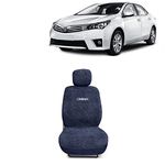 Kingsway® Towel Fabric Car Seat Covers Compatible with Toyota Corolla Altis (Year 2013-2020), 100% Cotton, Grey Color, Complete Set of All Seats (Car Specific Front + Rear Seat Covers)