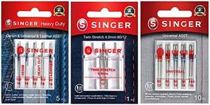 SINGER Assorted Denim Sewing Machine Needle Bundle in Sizes 80/12, 90/14, 100/16, and 110/18, 16 pc Set