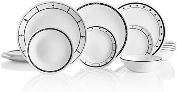 Corelle Vitrelle 18-Piece Service for 6 Dinnerware Set, Triple Layer Glass and Chip Resistant, Lightweight Square Plates and Bowls Set, Timber Shadows