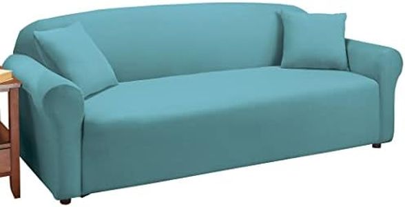 Collections Etc Jersey Stretch Slipcover Furniture Protector Turquoise Sofa