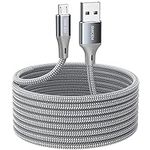 Micro USB Data Cable 16.4 ft, Super Long and Durable Nylon Braided Charging Cable, USB to USB2.0 Compatible with Samsung HTC, Android, PS4, Sony, Sony, Moto, Nokia, Windows, etc. (Gray)