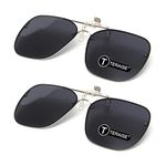 TERAISE Clip On Sunglasses Flip up HD Polarized Unisex for Outdoor/Driving UV400, 16-2pcs Black+black