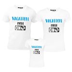 Hangout Hub Family-Dad Mom Daughter- Cotton Printed Regular Fit T-Shirts (Pack of 3) Vacation Mode On (White; Men XL;Women S;Girls 2-4 Years)