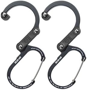 GEAR AID HEROCLIP Carabiner Clip and Hook (Mini) for Travel, Luggage, Purse and Small Bags, Stealth Black, 2 Pack