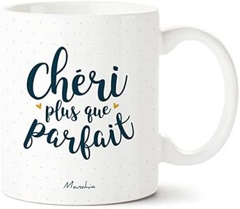 Manahia Mug Amour - Chéri plus que Parfait Avec Boite Kraft - 330 mL Céramique - Imprimé en France - Saint Valentin - Cadeau Couple - Tasse Je t'aime - Mug Noël- Cadeau Homme - Copain - Romantique