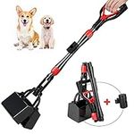 SlowTon Dog Pooper Scooper, 26.8'' Long Handle Foldable Pet Poop Scooper with Bag Dispenser for Small Medium Large Dogs, Flat Bottom Portable Poo Waste Picker with High Tension Spring for Dog Cat