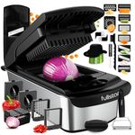 Fullstar (PRO Original Series) Vegetable Chopper, Mandoline Slicer & Spiraliser - 14 Stainless Steel Blades & Container - Julienne Cutter & Grater - Dishwasher Safe, BPA-Free (PRO 14-in-1, Black)
