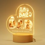 Bemaystar Personalised Father's Day Gifts from Daughter Son Wife - Acrylic LED Night Light with Picture, Dad Gifts, Birthday Gifts for Dad Daddy Step Dad Godfather, Customised Gifts with Photo