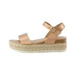 CUSHIONAIRE Women's Melissa Espadrille Platform Wedge Sandal, Rose Gold, 9