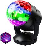 Battery Powered Portable Sound Activated Party Lights Disco Ball for Outdoor and Indoor, USB Plug in Dj Lighting, RBG Disco Ball Strobe Light Stage Lamp for Car Room Parties Birthday Club Bar Home