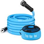 Kohree 25FT RV Water Hose with Storage Bag, 5/8'' Premium Drinking Water Hose Leak Free, No Kink and Flexible Garden Hose for RV, Camper, Truck, Car - Blue