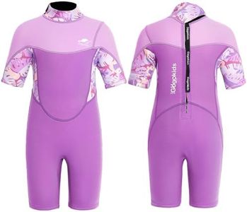 Gogokids Kids Shorty Wetsuit, 2.5mm SCR Neoprene Wetsuits for Toddlers, Back Zipper Children's Short Wet Suits Comfort & Warmth, UV Wetsuit for Swimming, Snorkelling & Surfing, Ages 2-10 Boys Girls