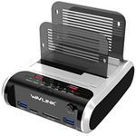 WAVLINK USB 3.0 to SATA Dual Bay Hard Drive Docking Station with Offline Clone Function for 2.5"/3.5" SATA HDD SSD, Support Fast Charger and TF & SD Card (2X 10TB)