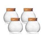 Set of 4 round glass jars with cork lid – 17oz wedding candy jar kitchen jar, perfect for tea, biscuits, cereals, flour, beans, spices, coffee beans etc (4PCS)