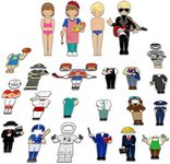 56 PCS Magnetic Dress-up Pretend Play Doll Set with 21 Occupations Jobs, Perfect for Preschool Learning