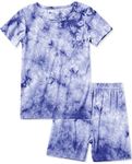 Jimonda Baby/Toddler Soft Sleepwear Short sleeve Kids Cool Pajama Outdoor 2-Piece Shirt&Shorts Casual sets Tie Dye PJ(Purple tie dye,2T)