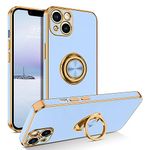 BENTOBEN iPhone 13 Case, Phone Case iPhone 13, Slim Fit 360° Ring Holder Shockproof Kickstand Magnetic Car Mount Supported Protective Women Girls Men Boys Cover for iPhone 13 5G 6.1 Inch, Light Blue