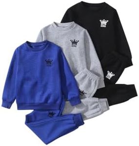 Fdqin Kids Clothes Boys Sweatshirt + Joggers Pants Outfit Set 11-12Years