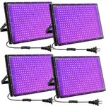 Waygor 300W LED Black Lights for Glow Party, Halloween Black Light Flood Light IP65 Waterproof 395nm UV Blacklight Floodlight Purple Black Light Spotlight Fluorescent UV Light Lamp for Decor (4 Pack)