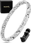 MagnetRX® Ultra Strength Magnetic Bracelets for Women – Double Magnet Stainless Steel Crystal Bracelet for Women – Adjustable Bracelet Length with Sizing Tool (Silver XO)