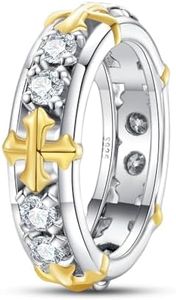 AnuClub Moissanite Wedding Band Eternity Rings for Men Women D Color VVS1 925 Sterling Silver Cross Anniversary Band Ring with Certificate 8.5