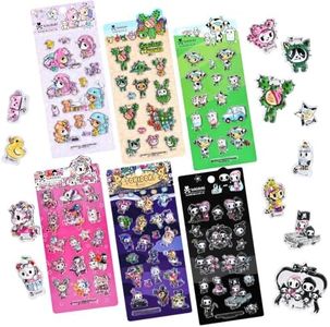 tokidoki Unicorno 3D Puffy Stickers 6‑Pack Assorted Cartoon Decals